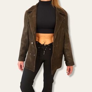 Vintage Brown Leather Blazer